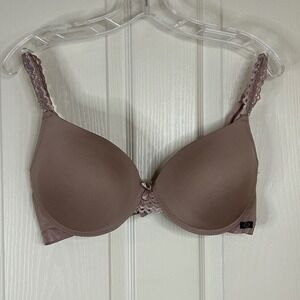 Nanette Lepore Bra‎ 38C Lace Trim Underwire Padded Taupe